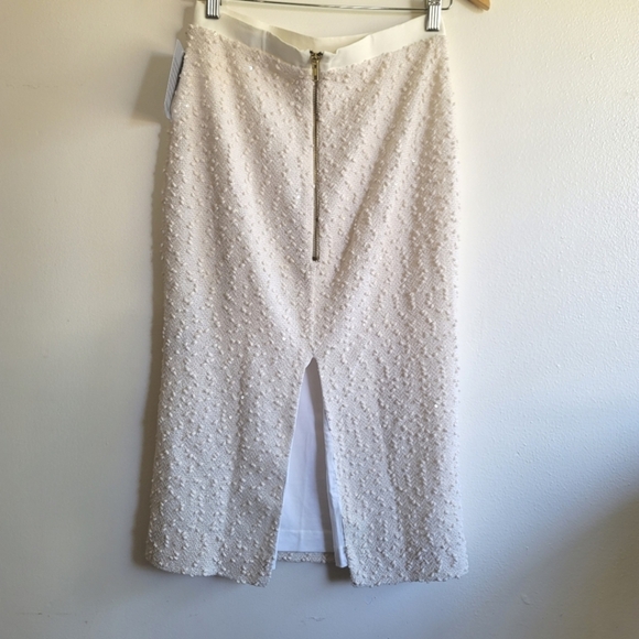 Dress The Population, Boucle Pencil Skirt, Ivory, Cream, Size Medium - Picture 3 of 7